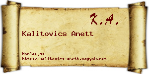 Kalitovics Anett névjegykártya